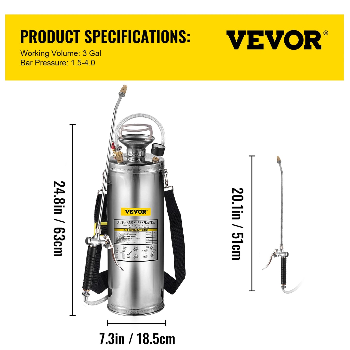 Handheld Stainless Steel Garden Watering Sprayer With Pump And Hose