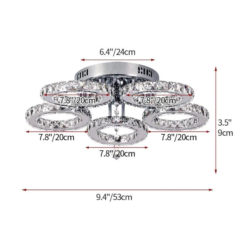 VETRULUS Modern Crystal Led Ceiling Chandelier Pendant Light