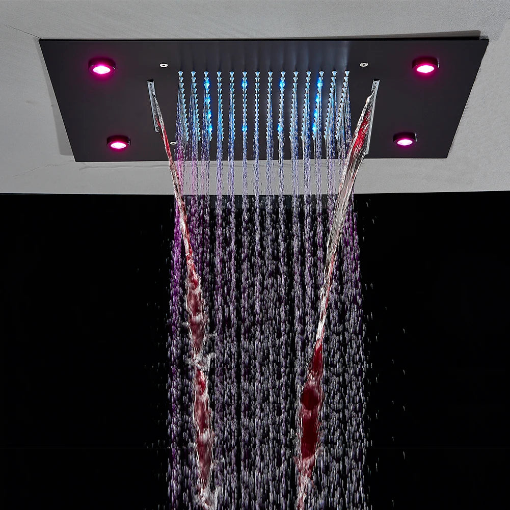 Rozin LED Shower Head 304SUS Ceiling Mounted Rain And Waterfall