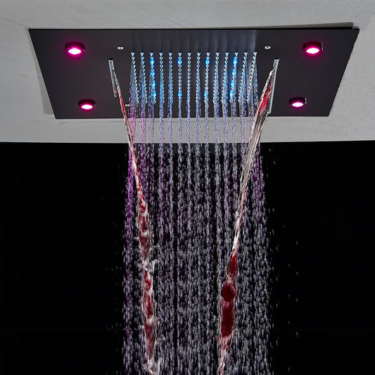 Rozin LED Shower Head 304SUS Ceiling Mounted Rain And Waterfall