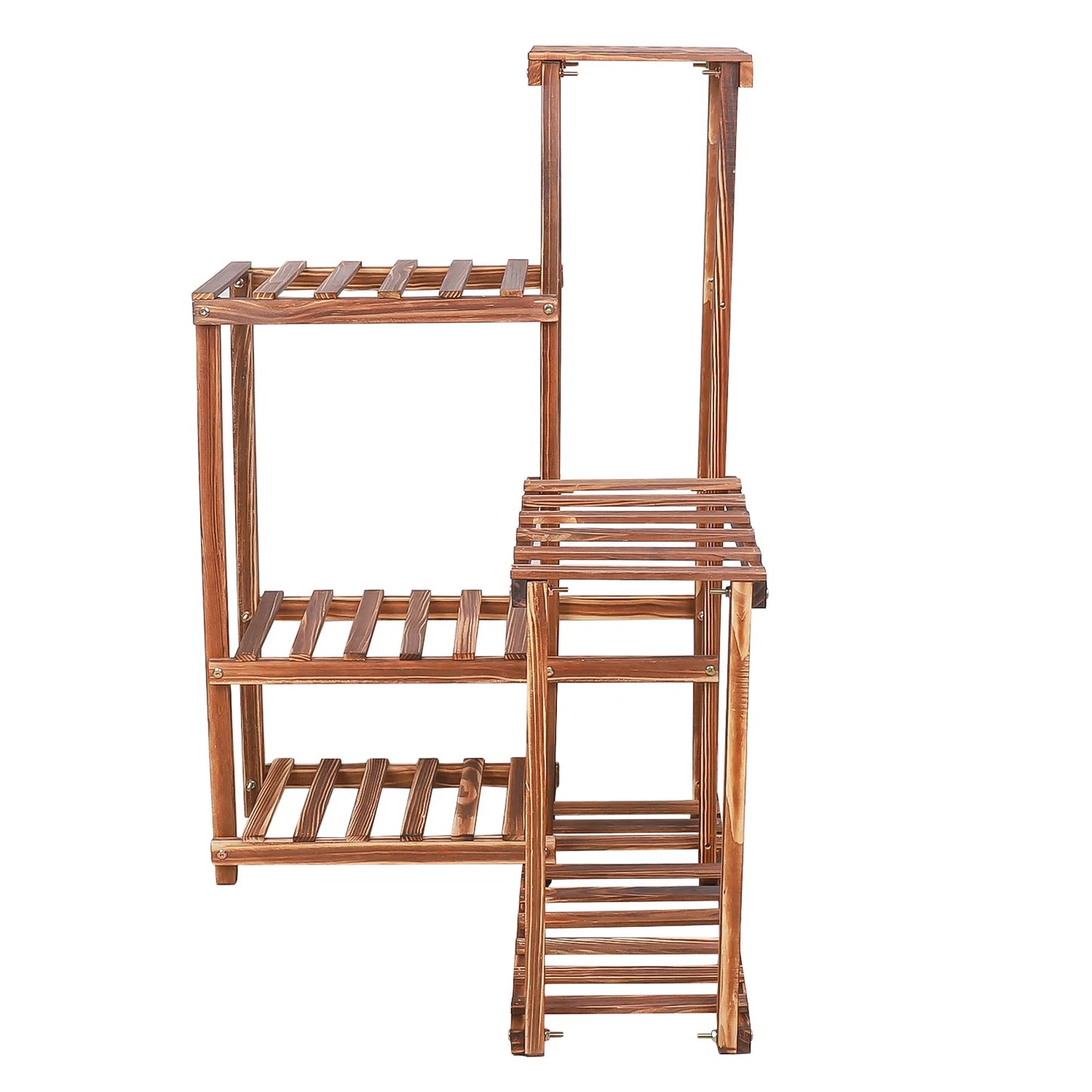 BINGOPAW Six Tier Wood Plant Corner Stand For Indoor Garden