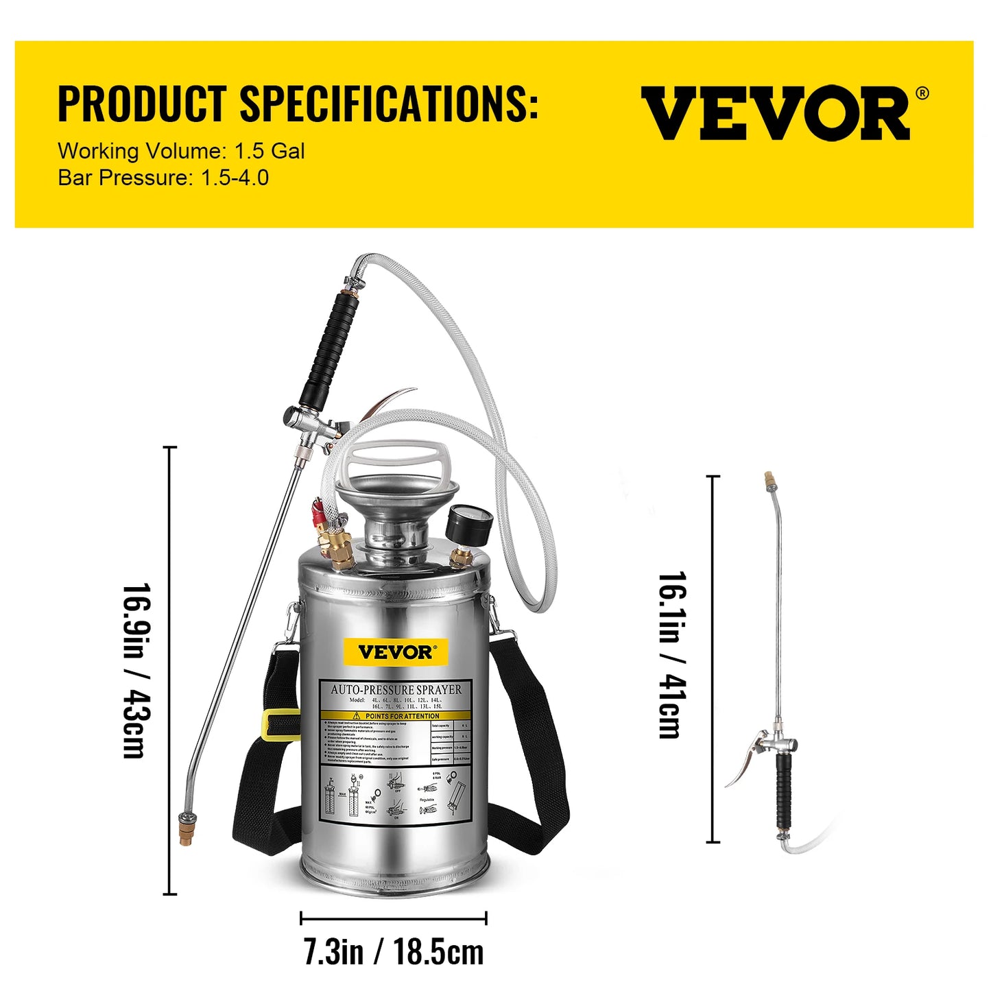 Handheld Stainless Steel Garden Watering Sprayer With Pump And Hose