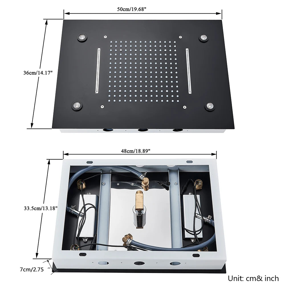 Rozin LED Shower Head 304SUS Ceiling Mounted Rain And Waterfall