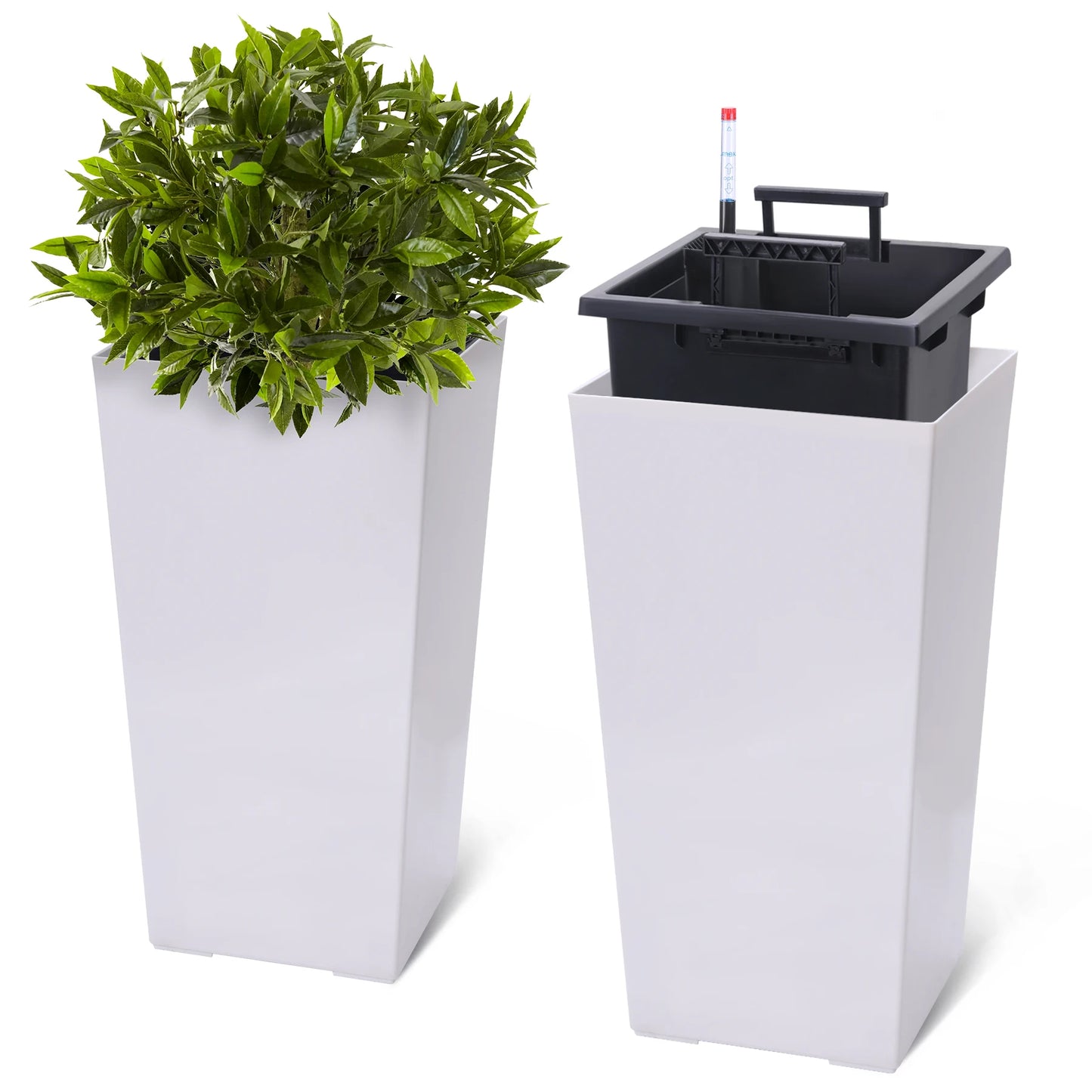 Two Pack Outdoor Planter Pots With Drainage Holes Auto Watering