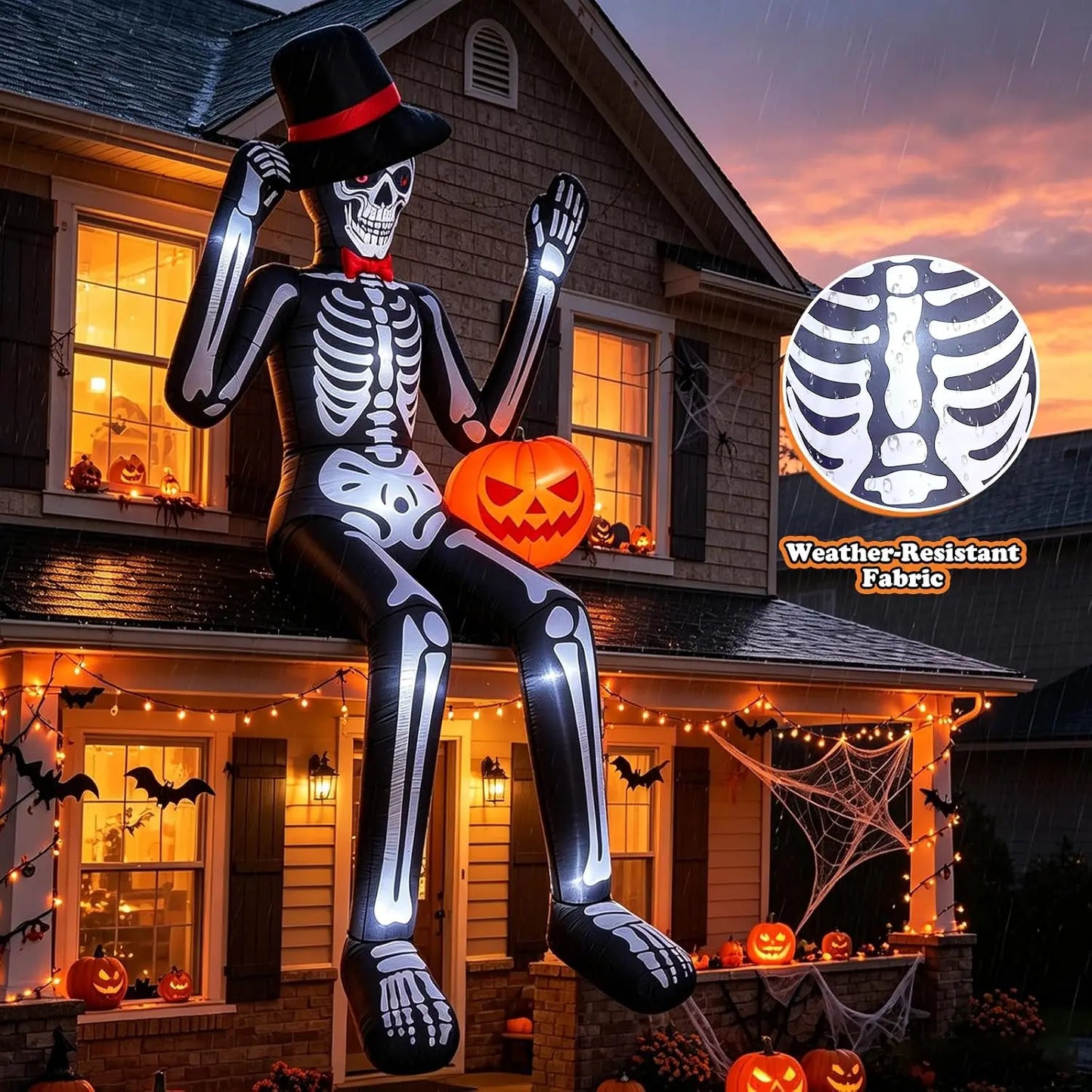 Premium Halloween Inflatable Skeleton Decoration With LED Lighting
