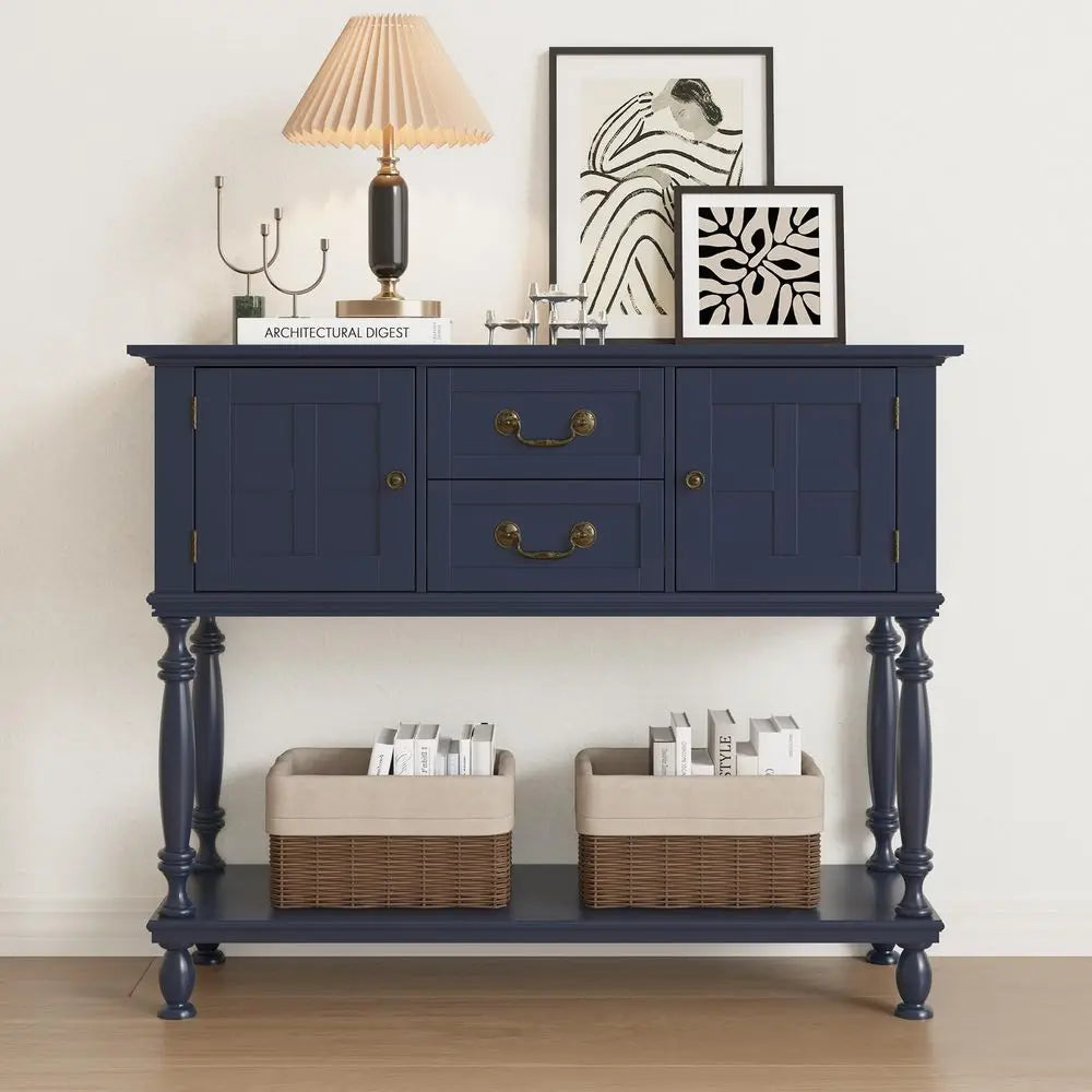 Console Table with Storage, Narrow Entryway Table with 2 Drawers amp 2 Door Cabinets, Sofa Table Behind Couch with Shelf for Li