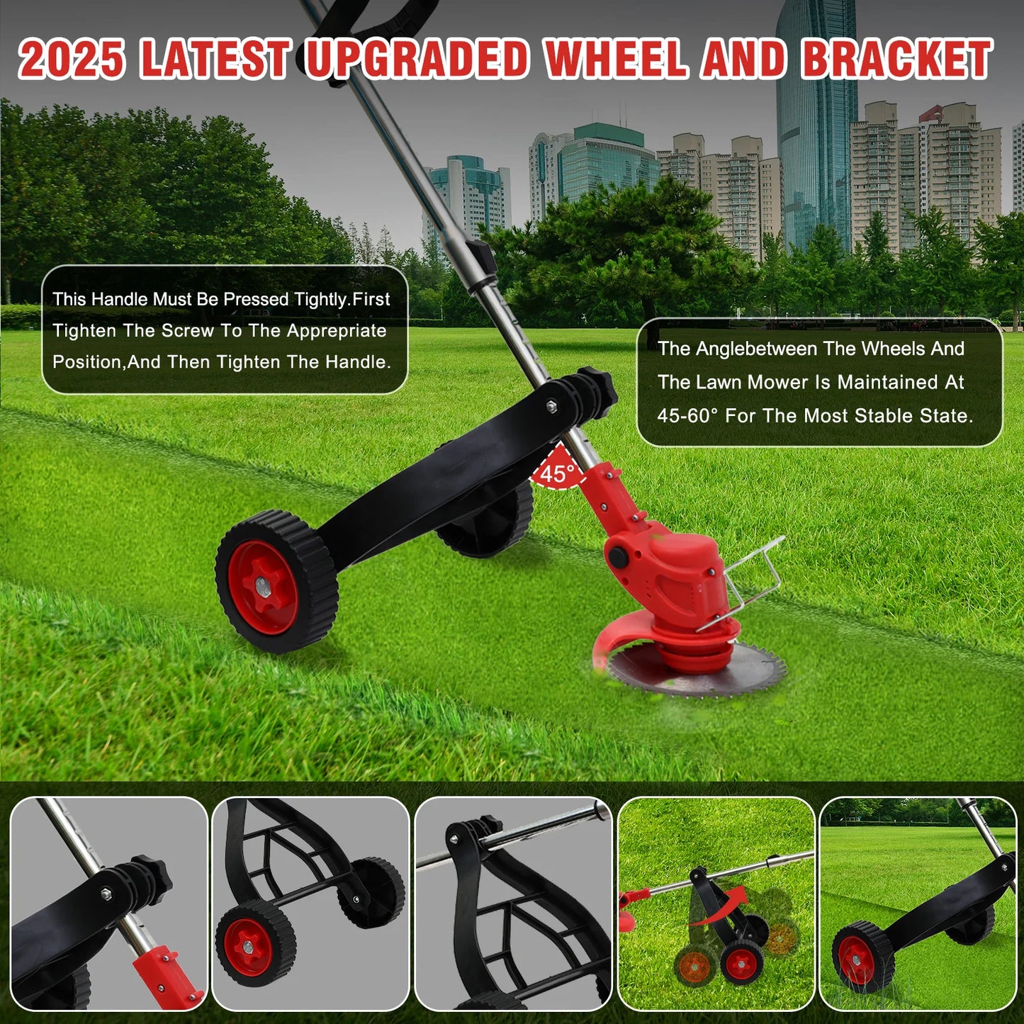 21V Cordless Weed Wacker 3 In 1 Cutter With Wheels
