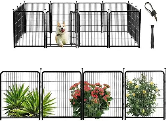 Metal Dog Playpen With Wide Gate For Secure Pet Containment