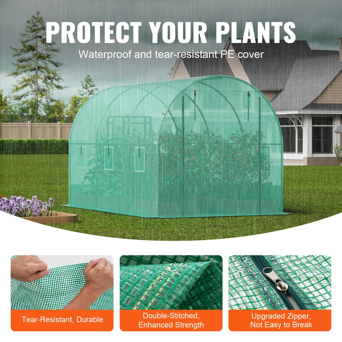 SucceBuy Walk In Tunnel Greenhouse With Steel Frame And PE Cover