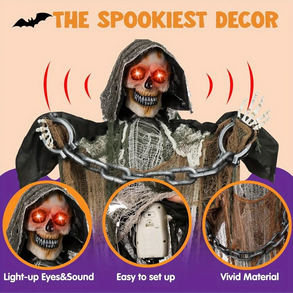 Joyfy Animatronics Grim Reaper Halloween Decoration With Motion Sensor
