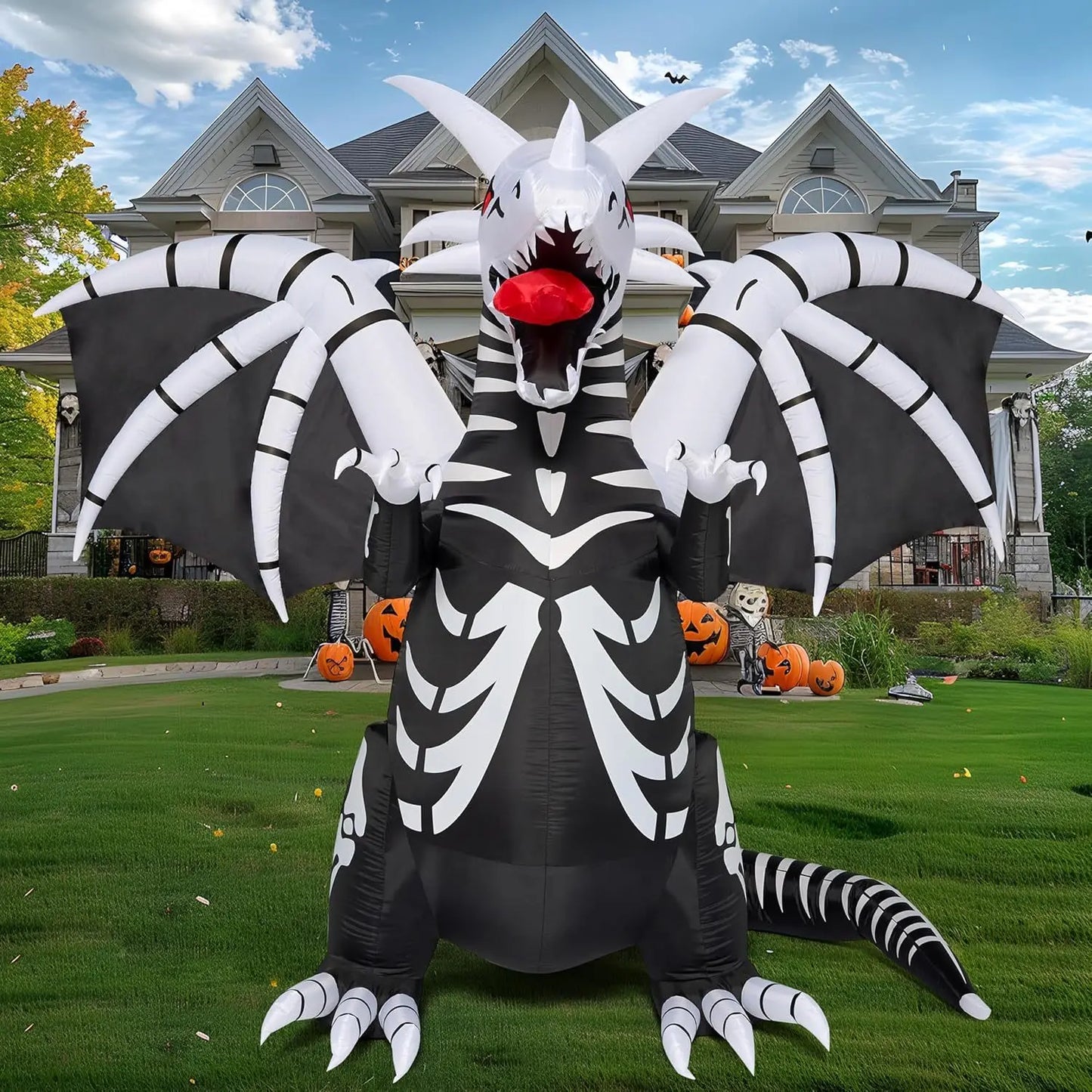 Joyfy Skeleton Dragon Halloween Inflatable Outdoor Decoration With LED Lights