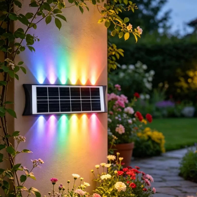 Solar LED Wall Lamp 8to12 LEDs Up Down Waterproof Outdoor