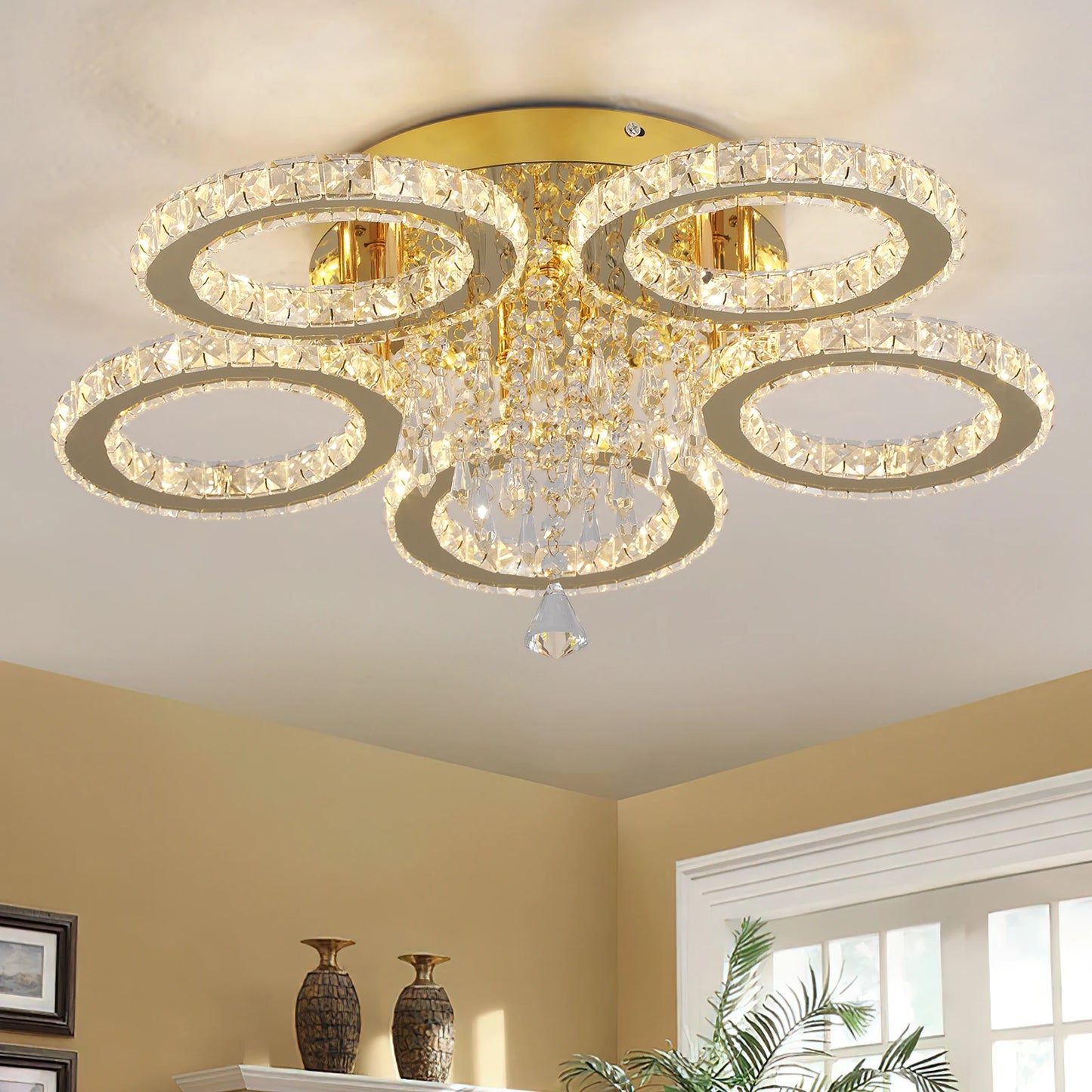 Vinilky Crystal Ceiling Chandelier Living Room Pendant Light