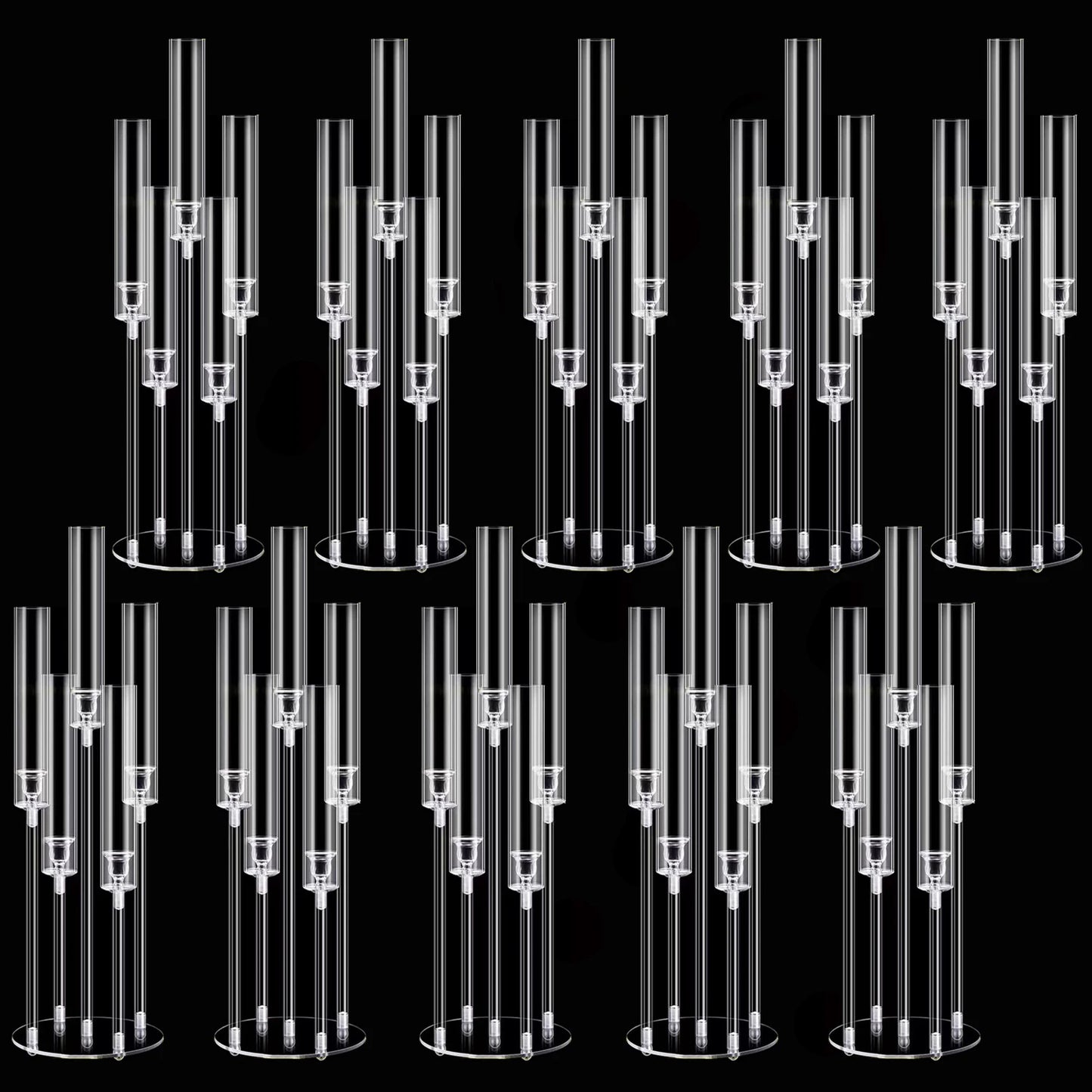 Clear Acrylic Candelabra Centerpieces Five Arm Candle Holder For Weddings