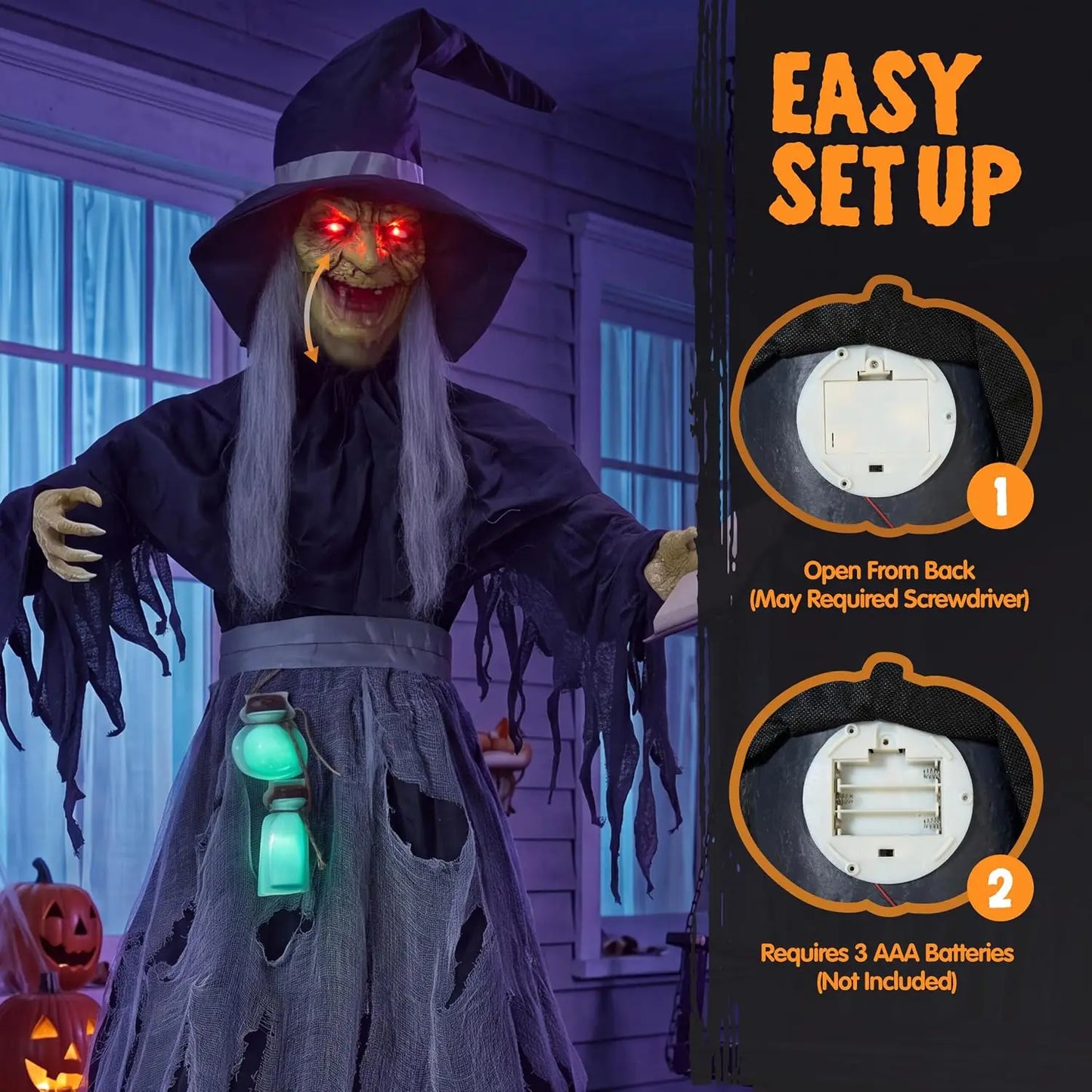 Joyfy Animated Halloween Witch Decoration With Sound Motion