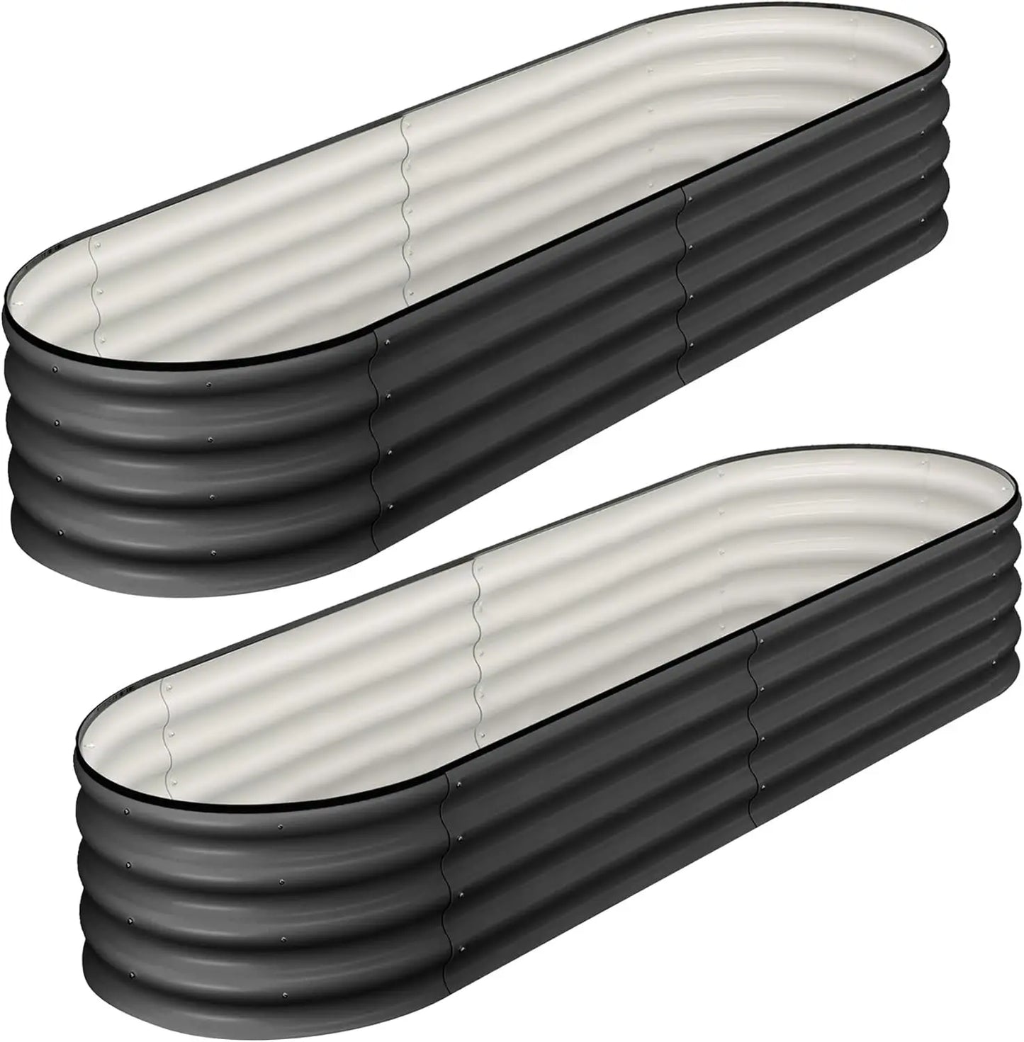 HiMISS Oval Galvanized Raised Garden Beds For Outdoors 2 Pack