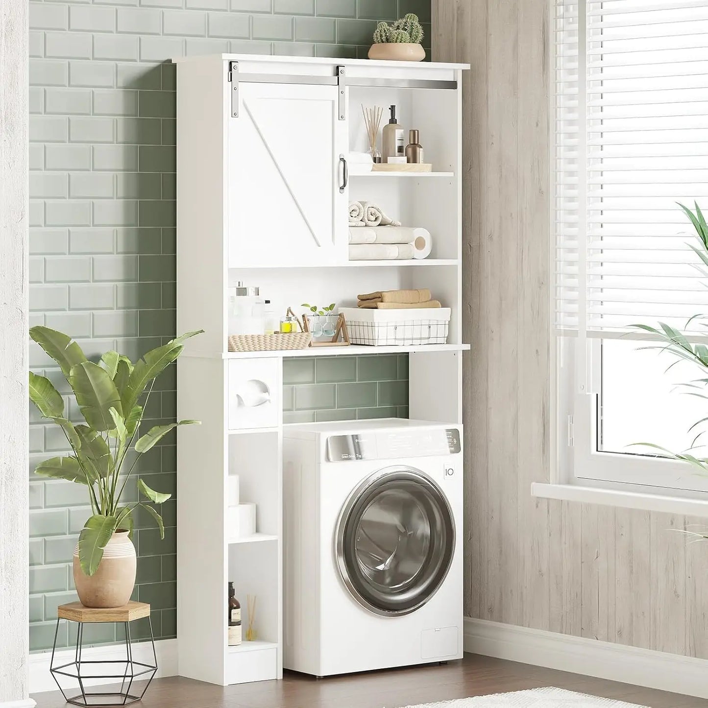 Bathroom Storage Cabinet Above Toilet Organizer With Sliding Barn Door