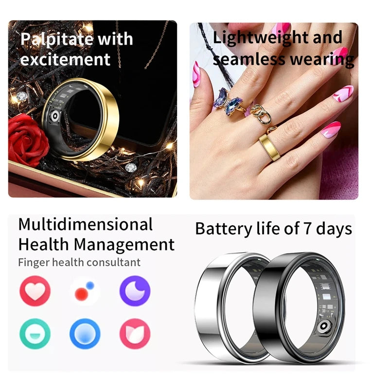 R09 Smart Health Ring With Skin Temperature And Multi Sport Mode 5ATM Waterproof