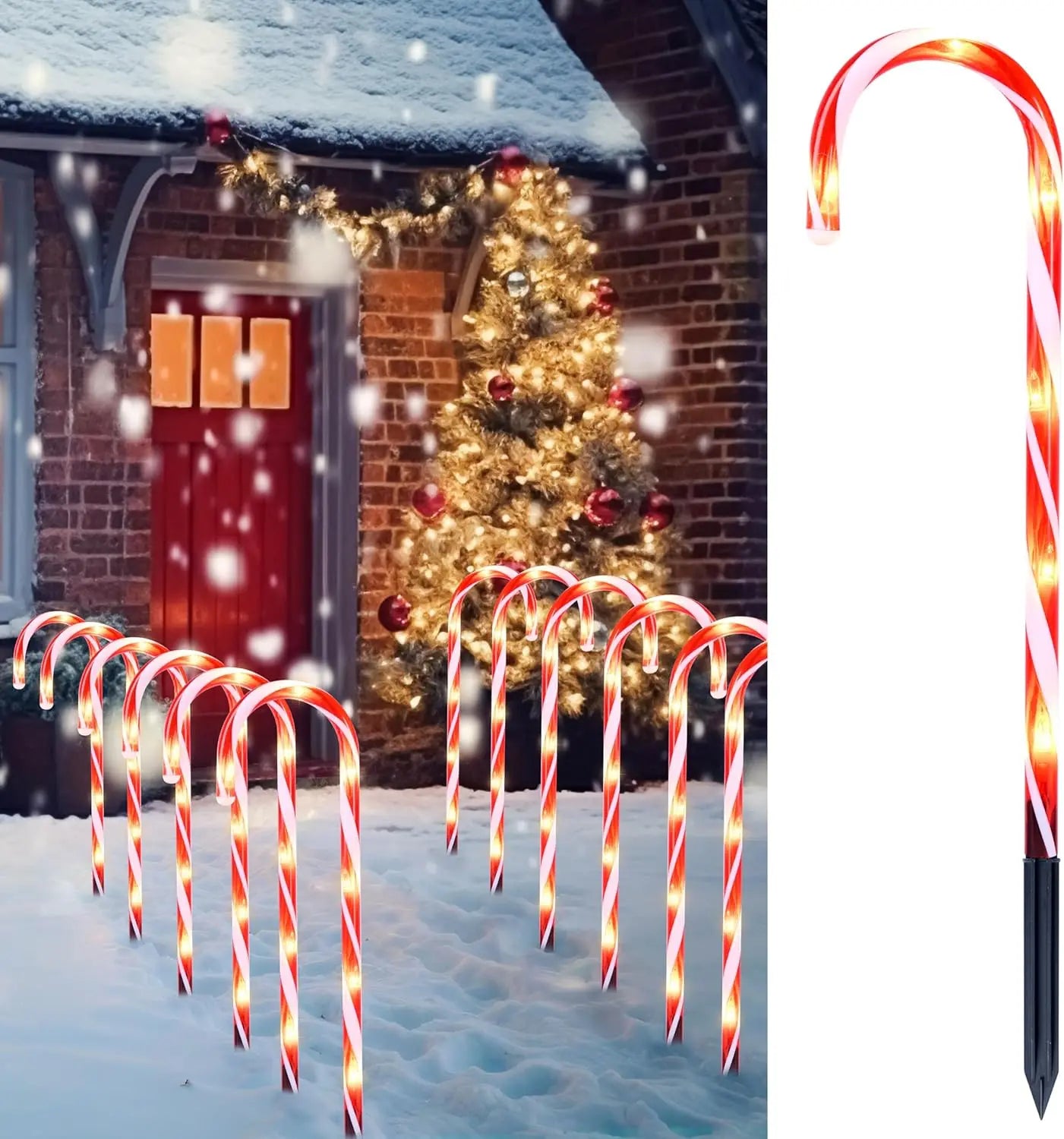 Joyfy 16 Inch Candy Cane Pathway Lights Outdoor Indoor Decor
