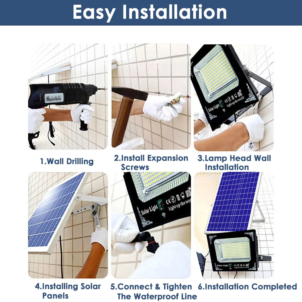 500W LED Solar Flood Light Two Head Outdoor Garden Lamp