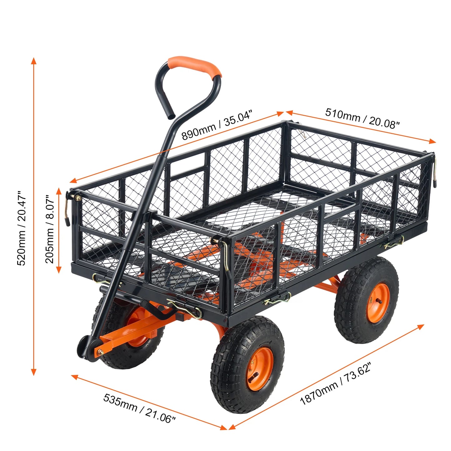 SucceBuy Sturdy Metal Garden Cart For Heavy Duty Yard Utility