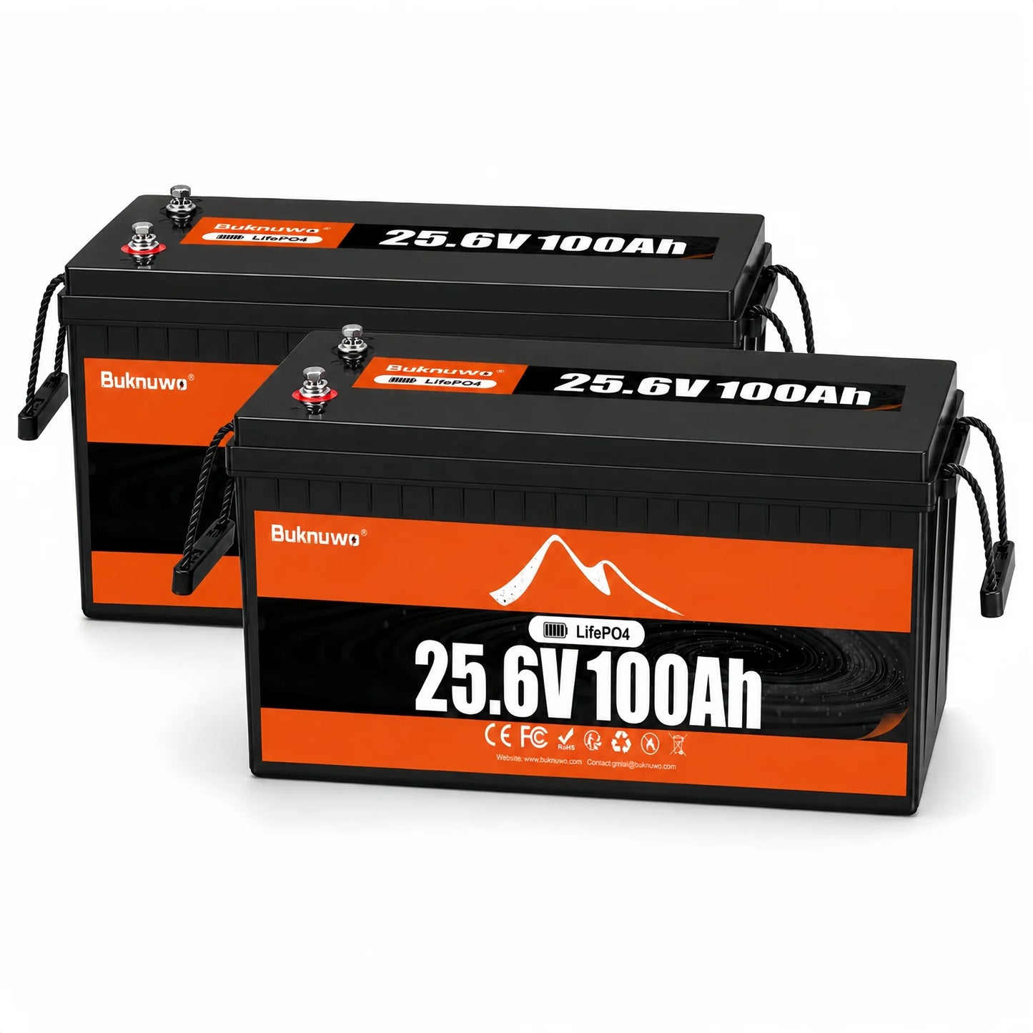 Buknuwo 24V 100Ah LiFePO4 Battery With Bluetooth And 100A BMS