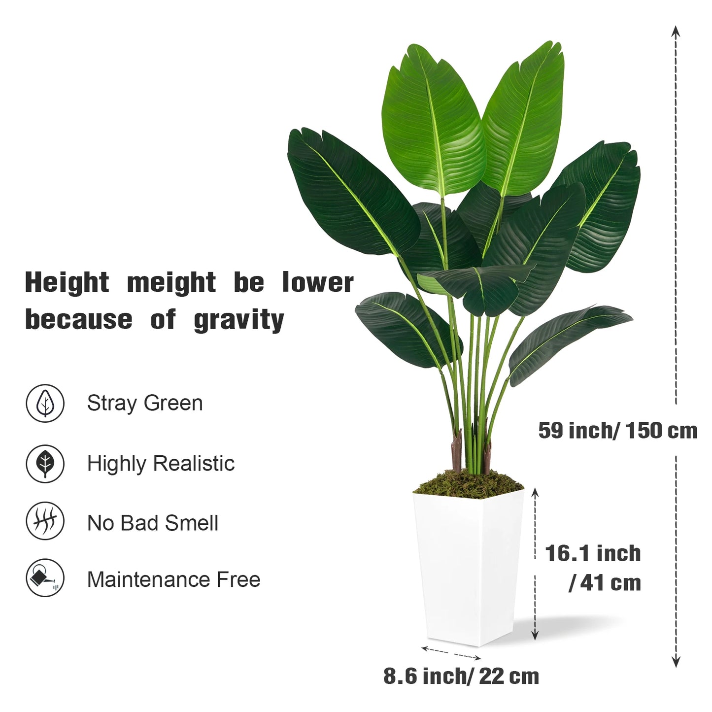 Olitree Bird Of Paradise Artificial Plant With White Planter