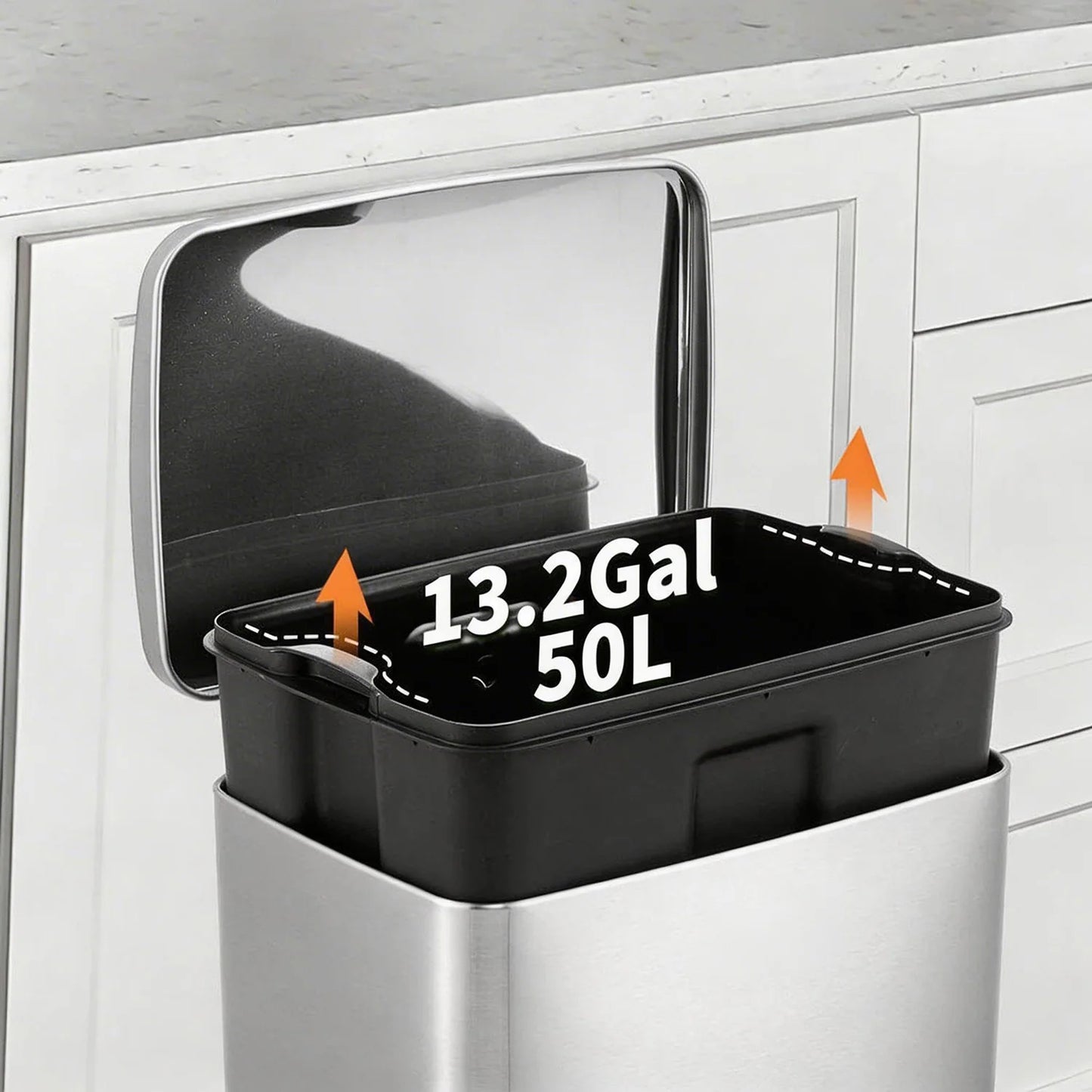 HiMISS Fingerprint Proof Stainless Steel Quiet Pedal Bin