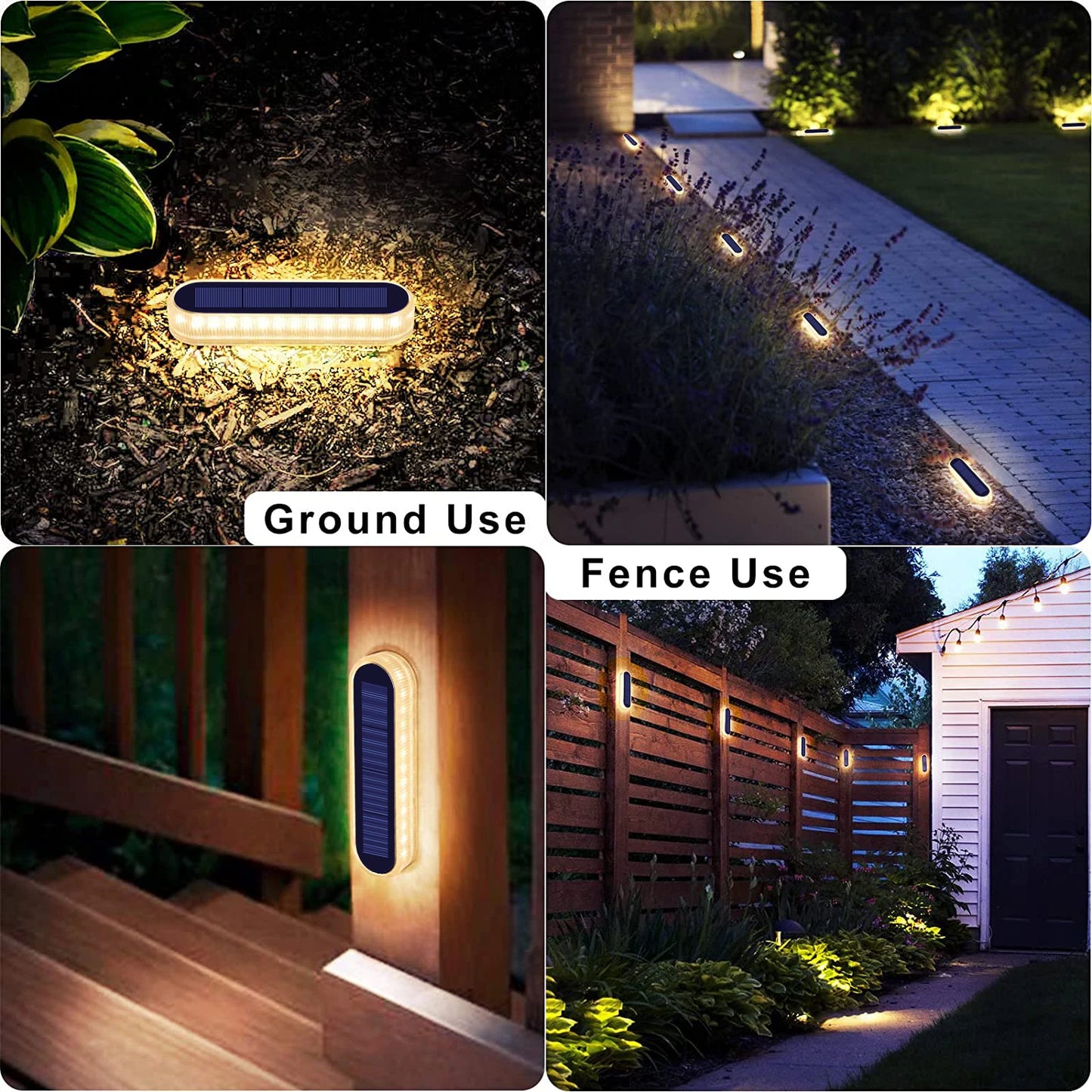 Solar Deck Lights IP68 Auto On Off LED Step Lights 4 Pack