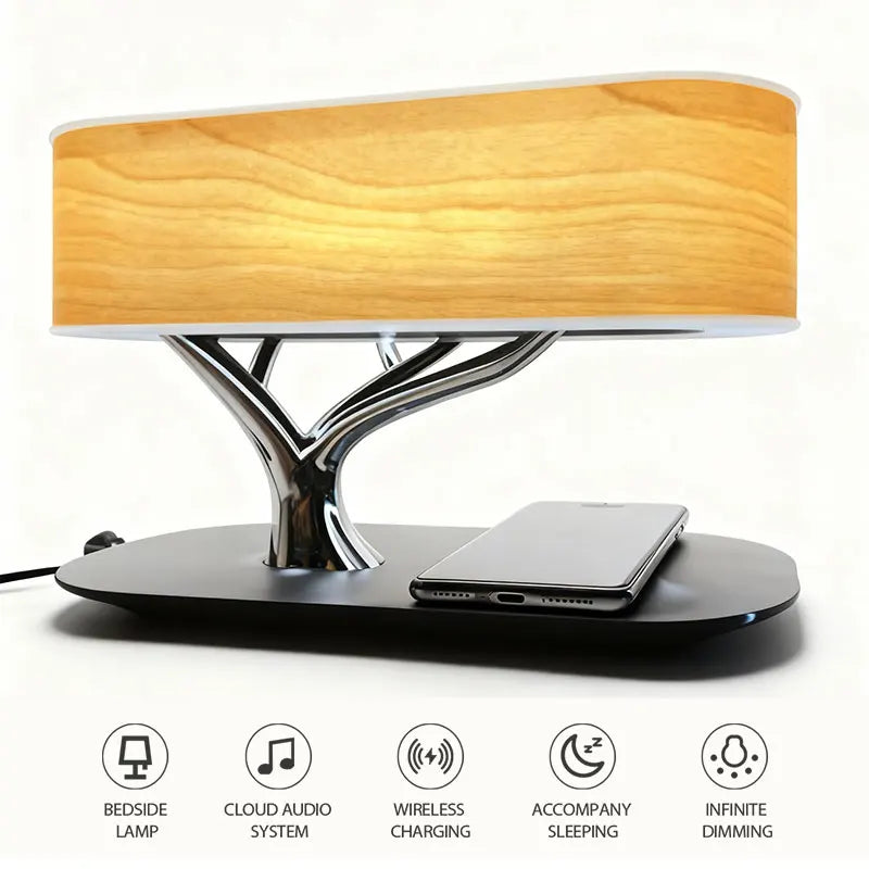 Wireless Charging Speaker With Ambient Light Bedside Lamp