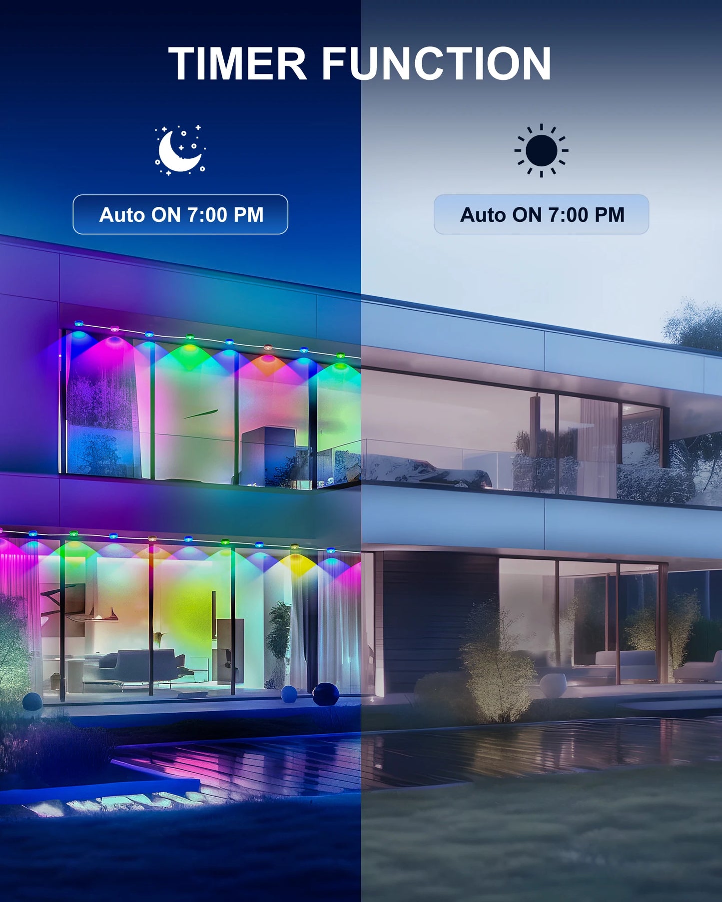 Aiopp RGBIC Outdoor LED Lights IP67 Waterproof 100 Scene Modes