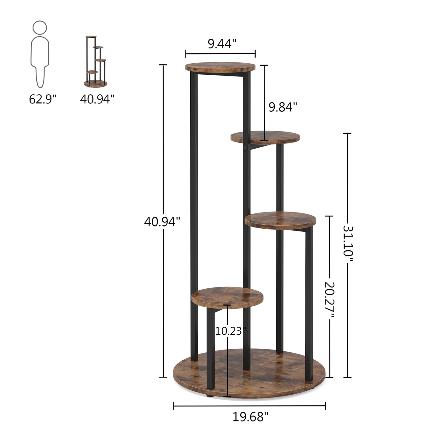 Tribesigns 4-Tier Corner Plant Stand Indoor For Multiple Potted Plants
