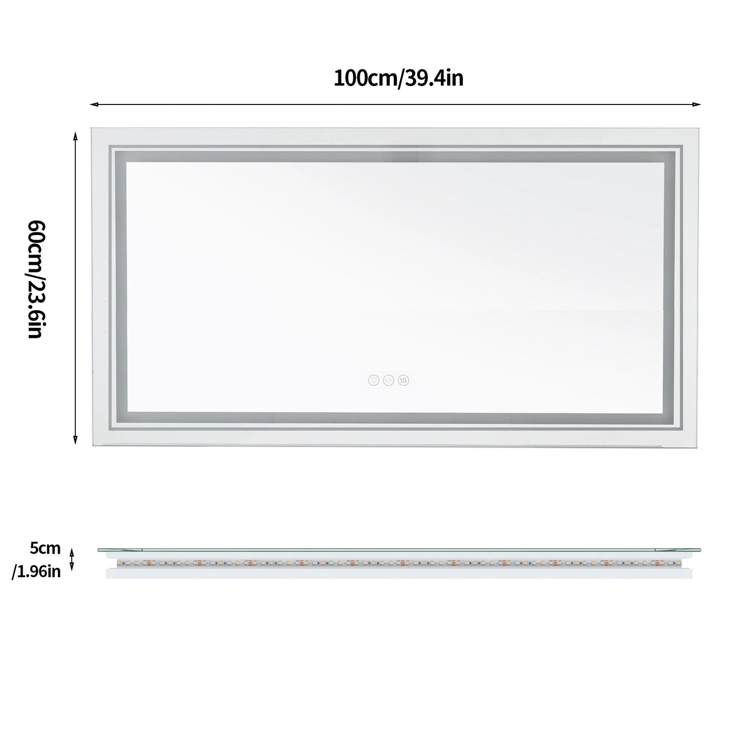 Wall Mounted LED Bathroom Mirror With Touch Control And Backlight