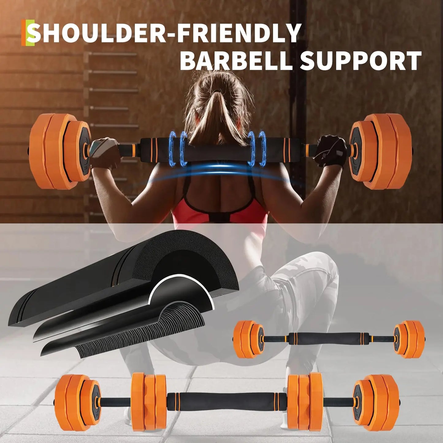 Adjustable Dumbbells 44Lb 4in1 Set For Home Gym Attachments
