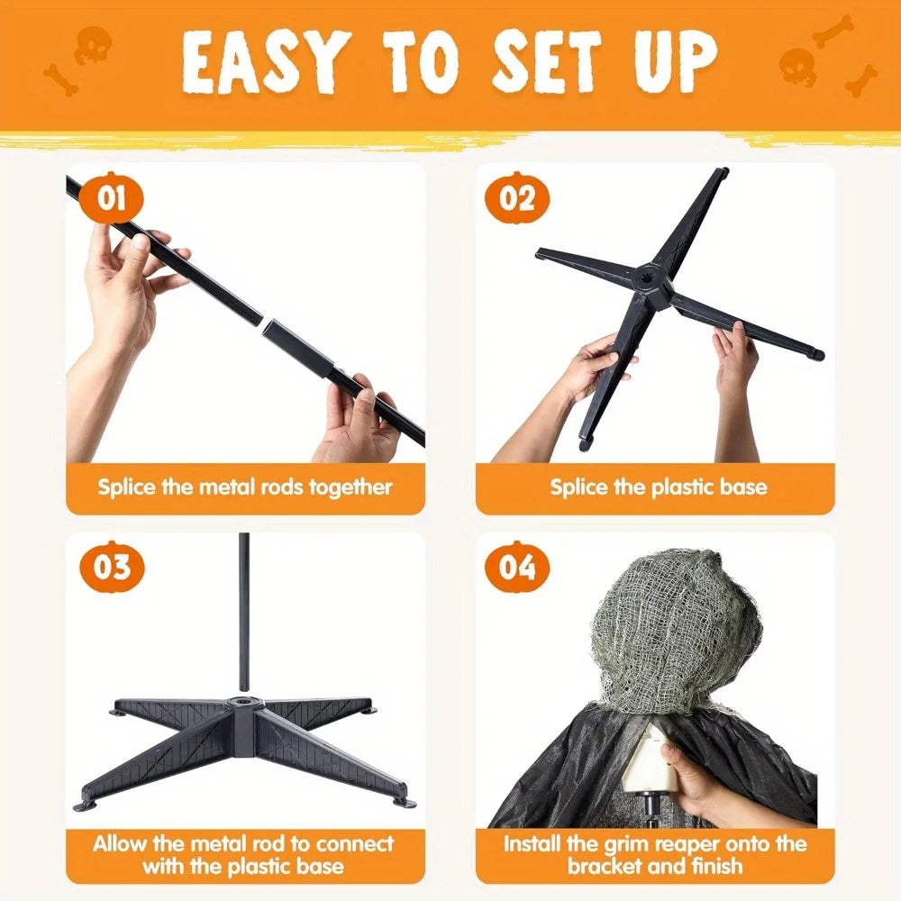 Joyfy Animatronics Grim Reaper Halloween Decoration With Motion Sensor