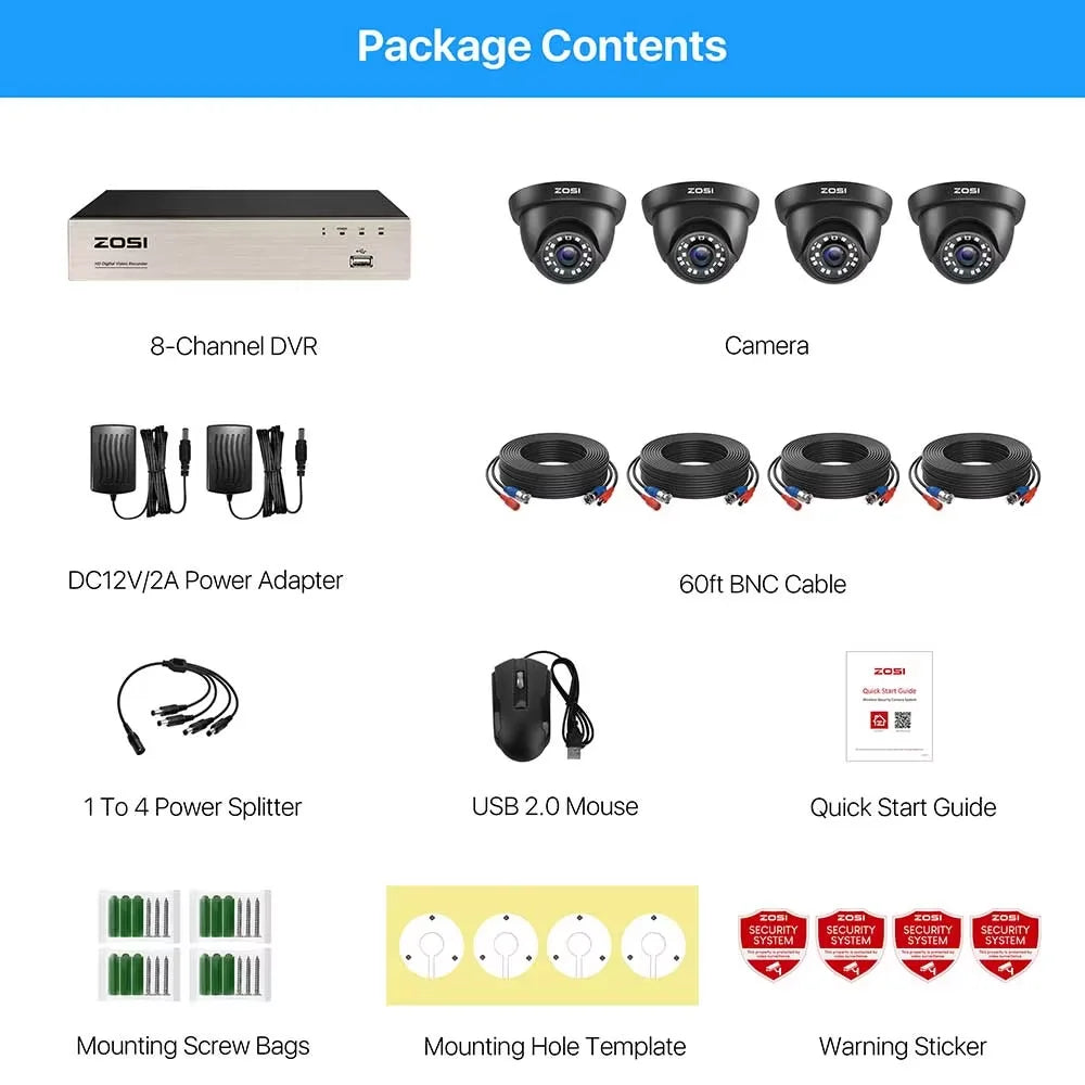 ZOSI 8CH Security Camera System H265Plus 5MP Lite DVR Cameras