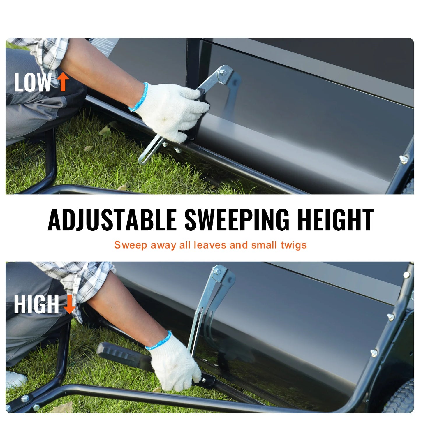 SucceBuy Tow Behind Lawn Sweeper Large Capacity Leaf And Grass Collector