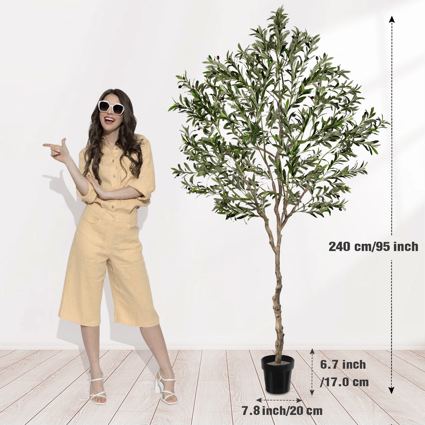 Olitree Olive Tree Artificial Indoor Faux Plant In Black Pot