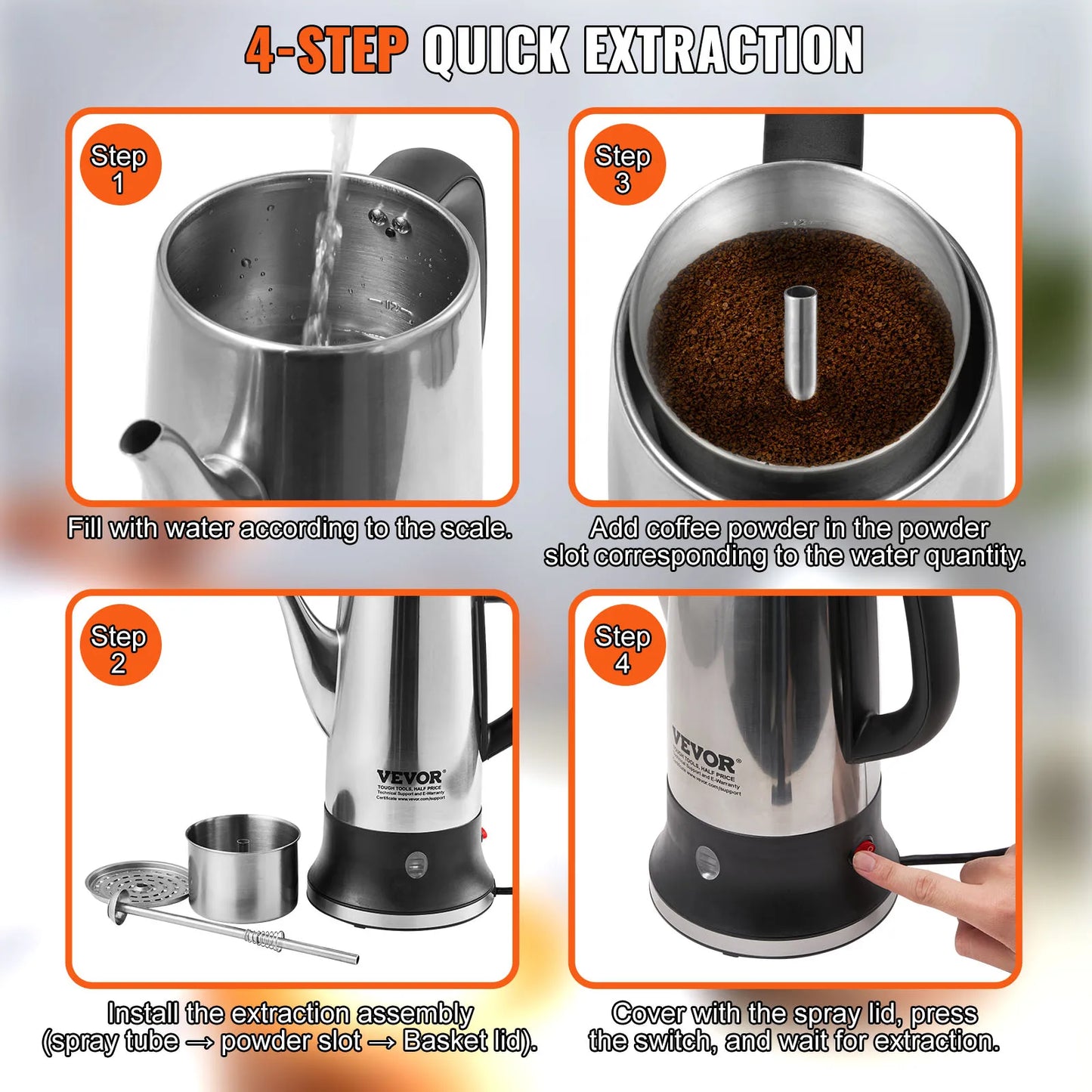 SucceBuy Electric Percolator Coffee Pot With Keep Warm Function
