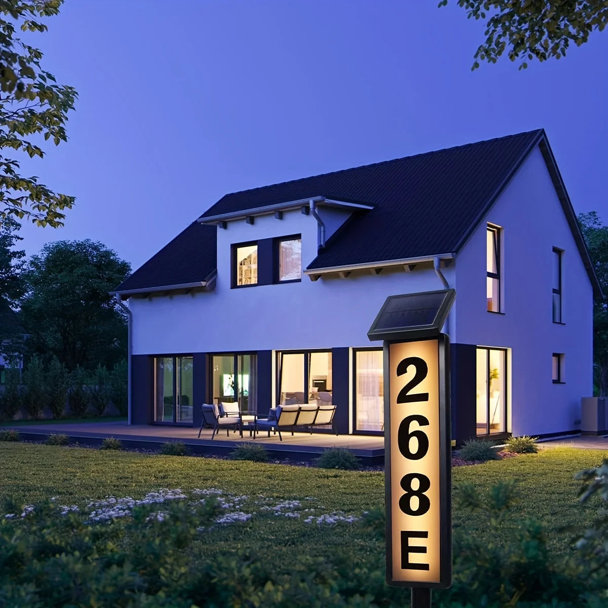 Solar Powered Ground Insert Door Sign Lawn Light With Automatic Sensor