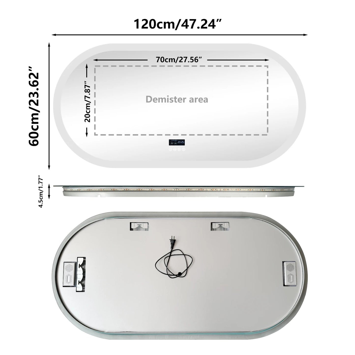 Wisfor Oval Led Bathroom Mirror Featuring Bluetooth Anti Fog Lighting