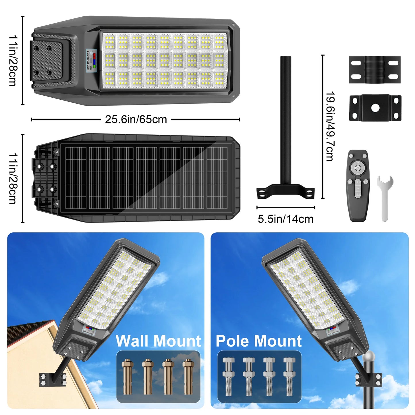Outdoor Solar Security Light With Motion Sensor And Remote Control