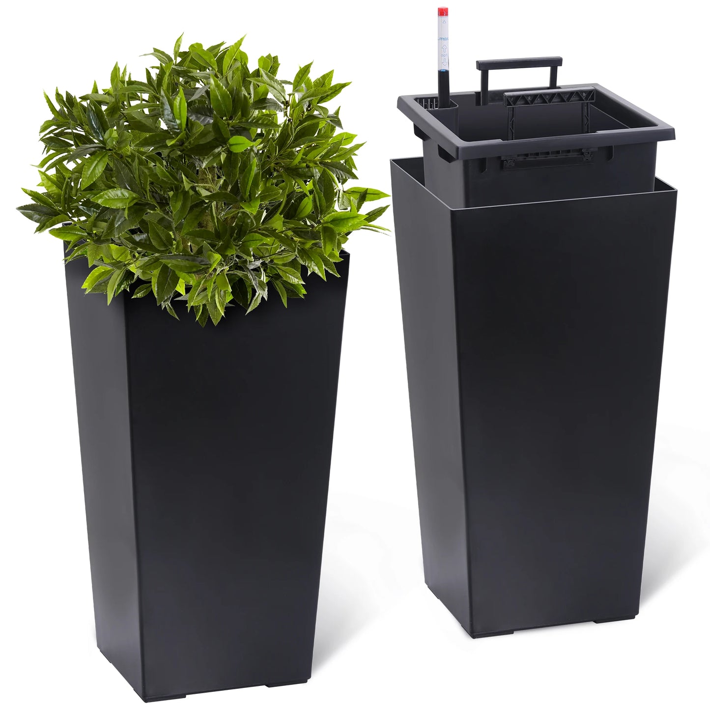 Two Pack Outdoor Planter Pots With Drainage Holes Auto Watering