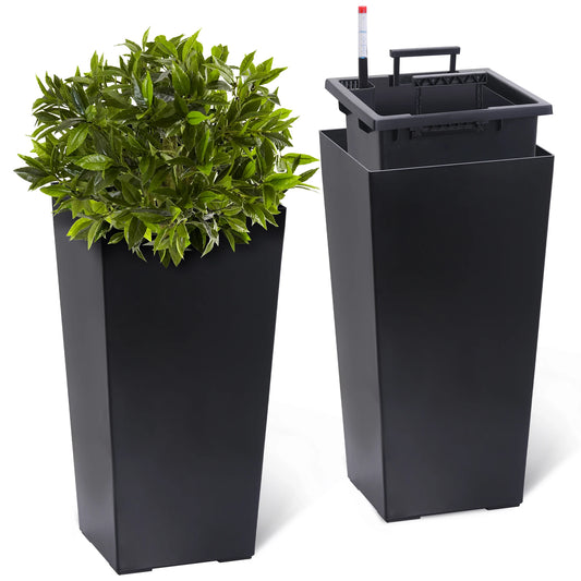 Two Pack Outdoor Planter Pots With Drainage Holes Auto Watering