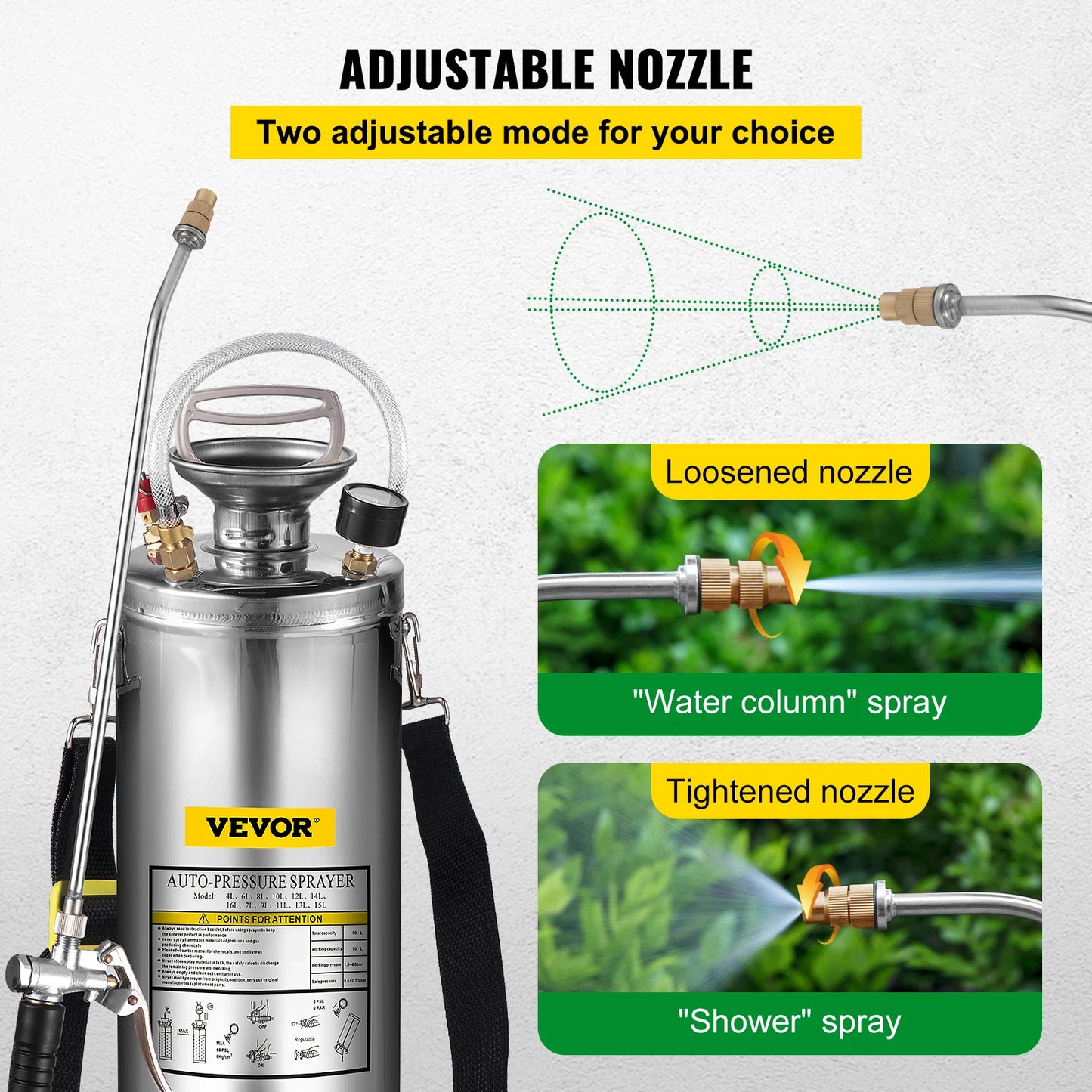 Handheld Stainless Steel Garden Watering Sprayer With Pump And Hose