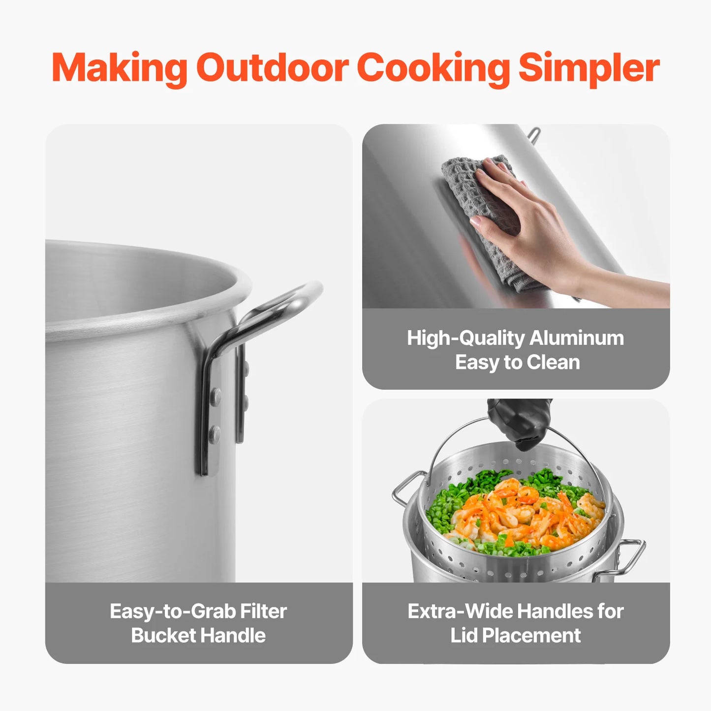 SucceBuy Aluminum Seafood Boiling Pot With Steamer Rack Set