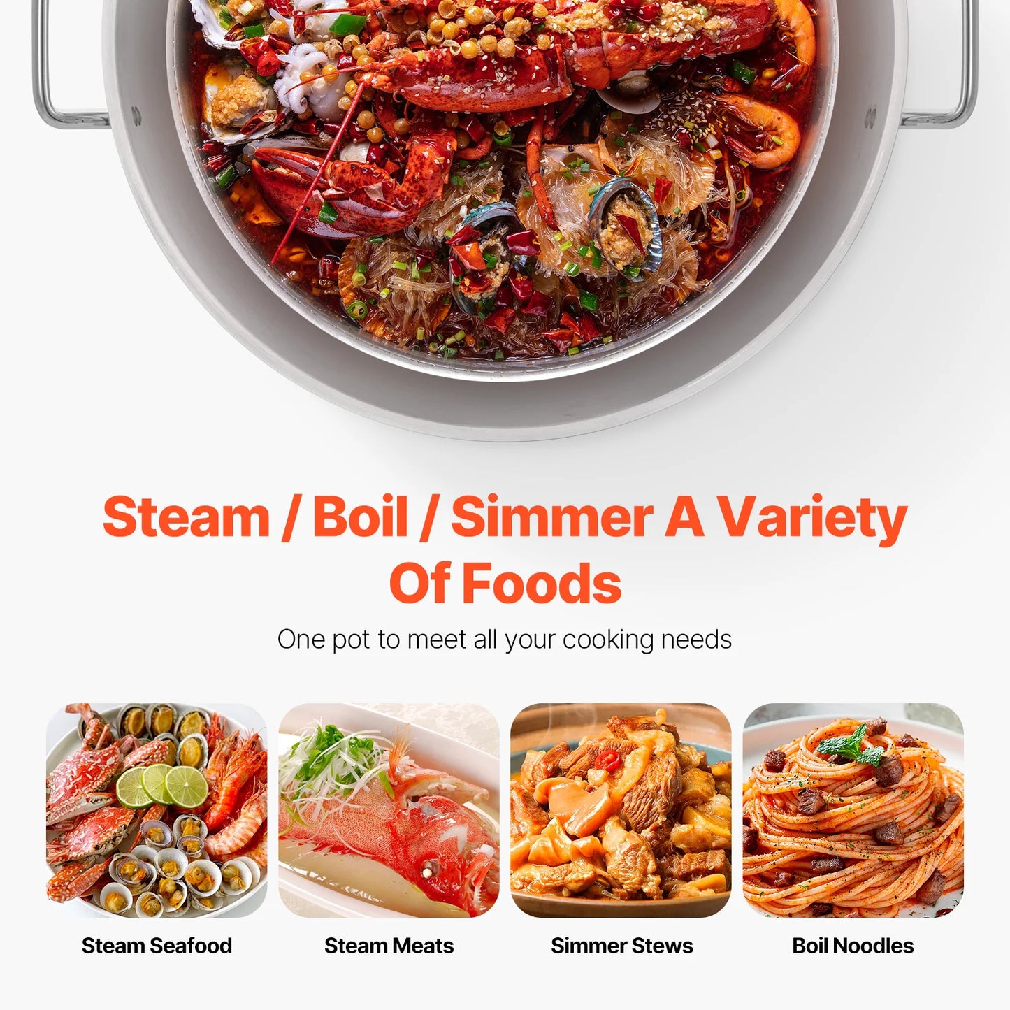 SucceBuy Aluminum Seafood Boiling Pot With Steamer Rack Set