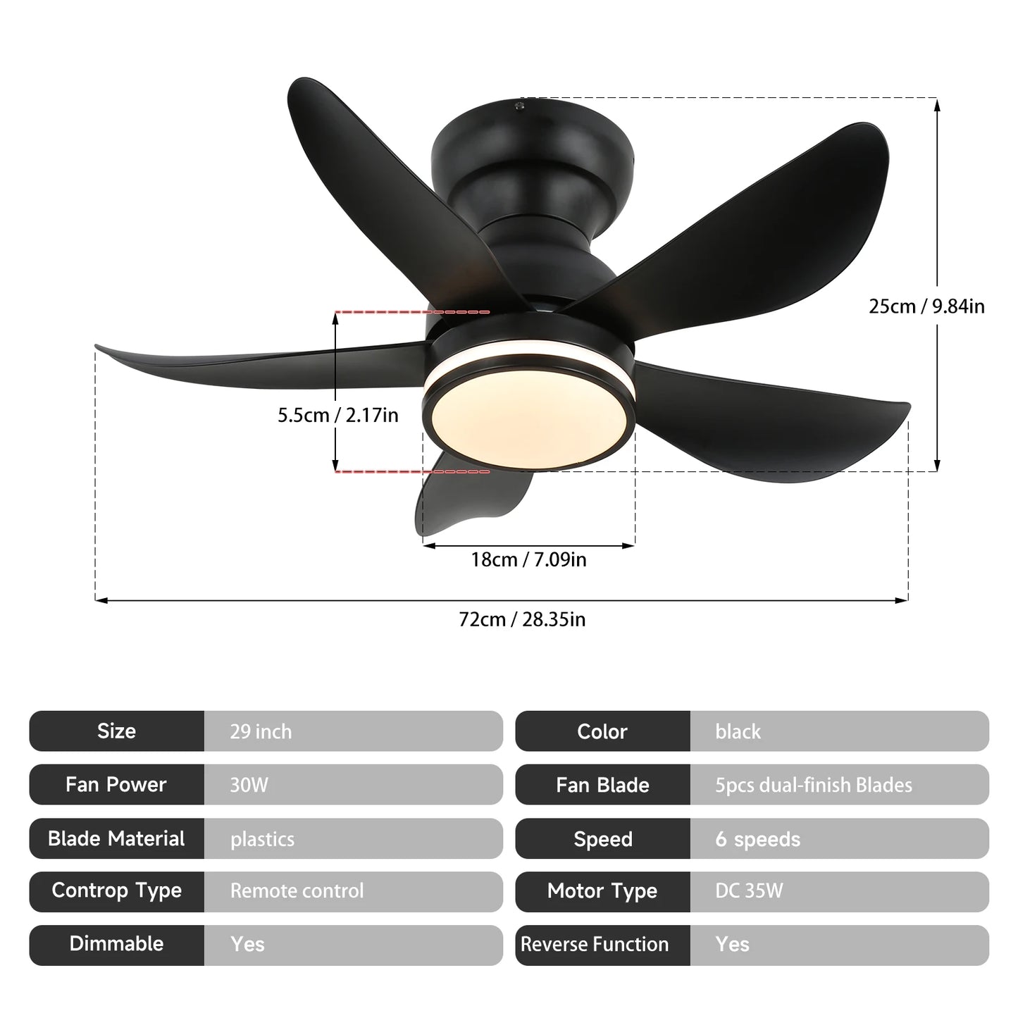 GreeLustr Ceiling Fan With LED Lamp RGB Dimming Chandelier Light