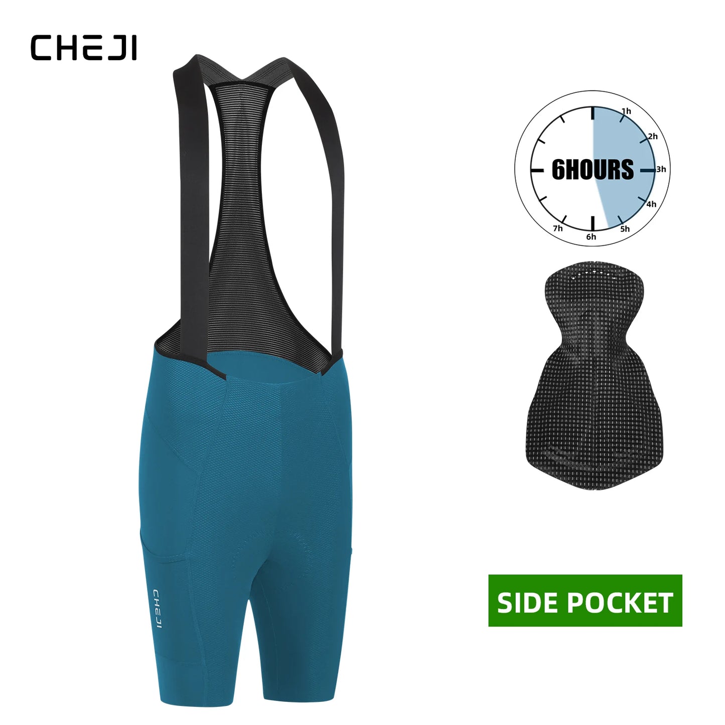 Cheji Men's Cycling Bib Shorts Seamless Quick-Drying Comfort