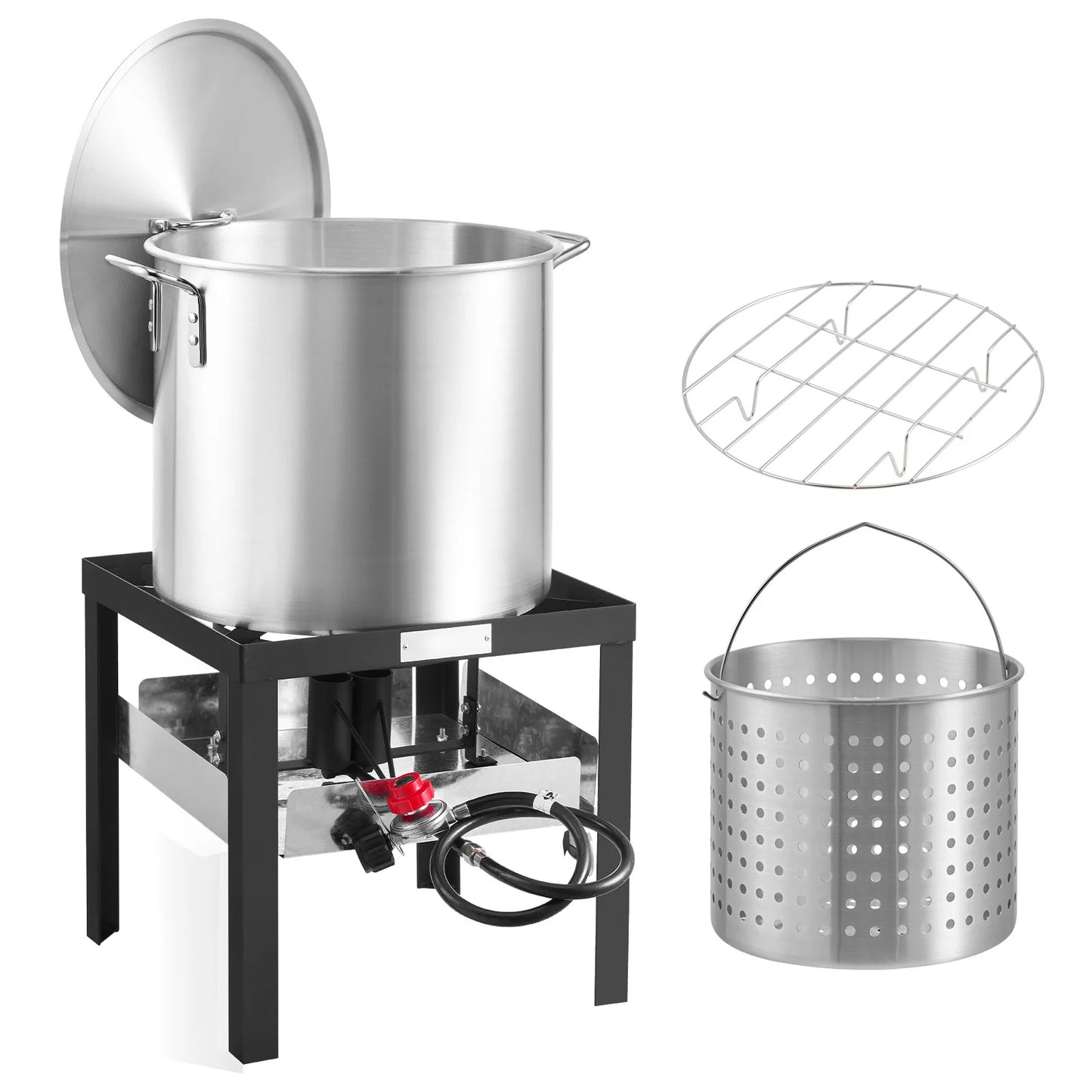 SucceBuy Aluminum Seafood Boiling Pot With Steamer Rack Set